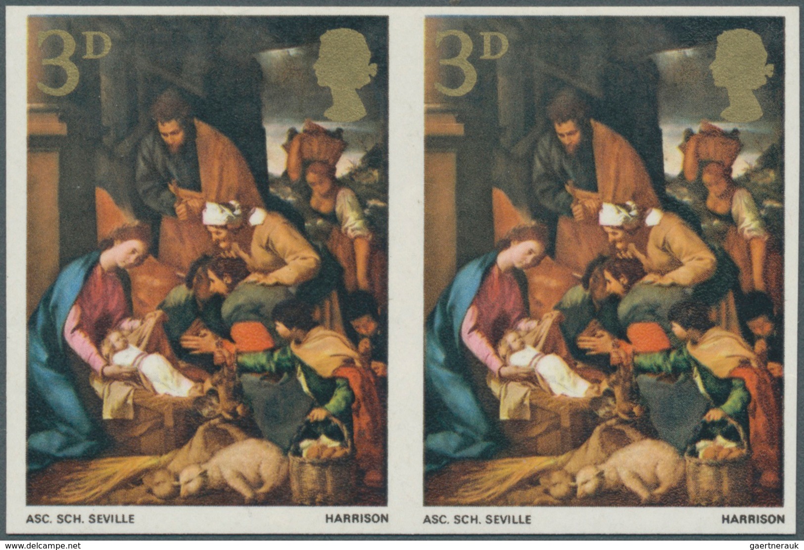 Großbritannien: 1967, 3 D. Christmas Paintings ("The Adoration Of The Shepherds" By The School Of Se - Sonstige & Ohne Zuordnung