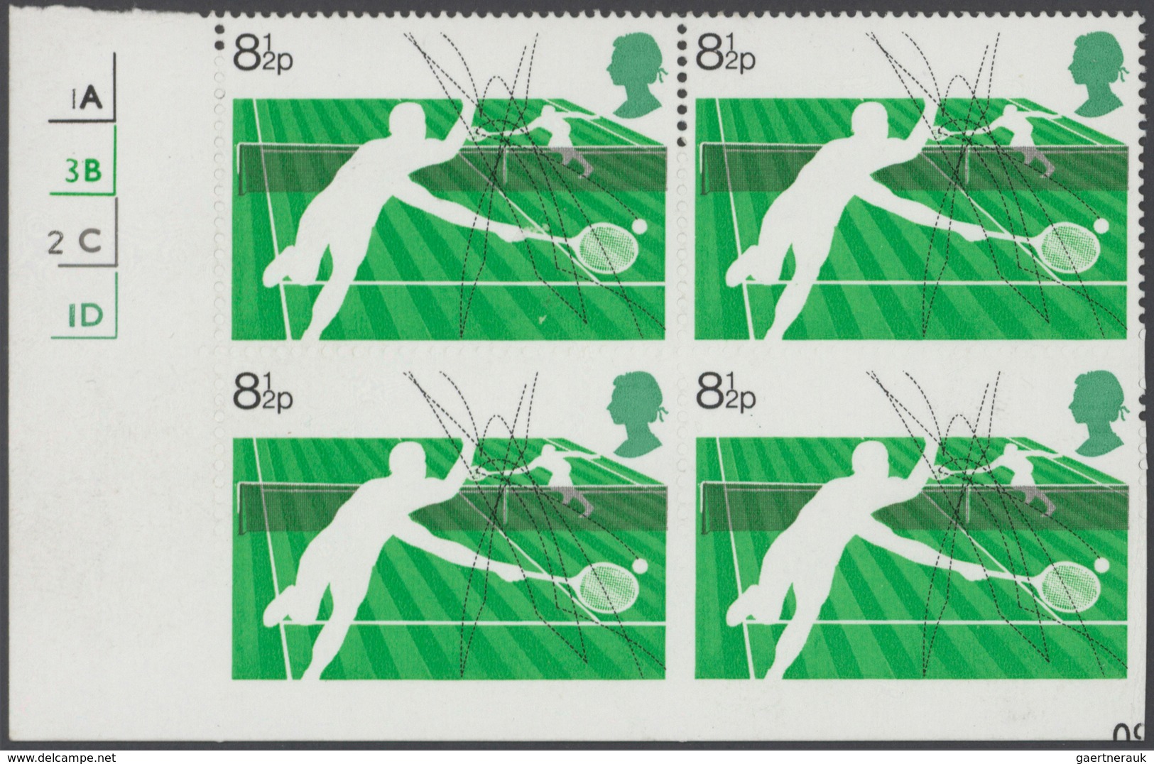 Großbritannien: 1977, 8 1/2 P. Lawn Tennis, Block Of 4 From The Lower Left Corner Of The Sheet With - Other & Unclassified