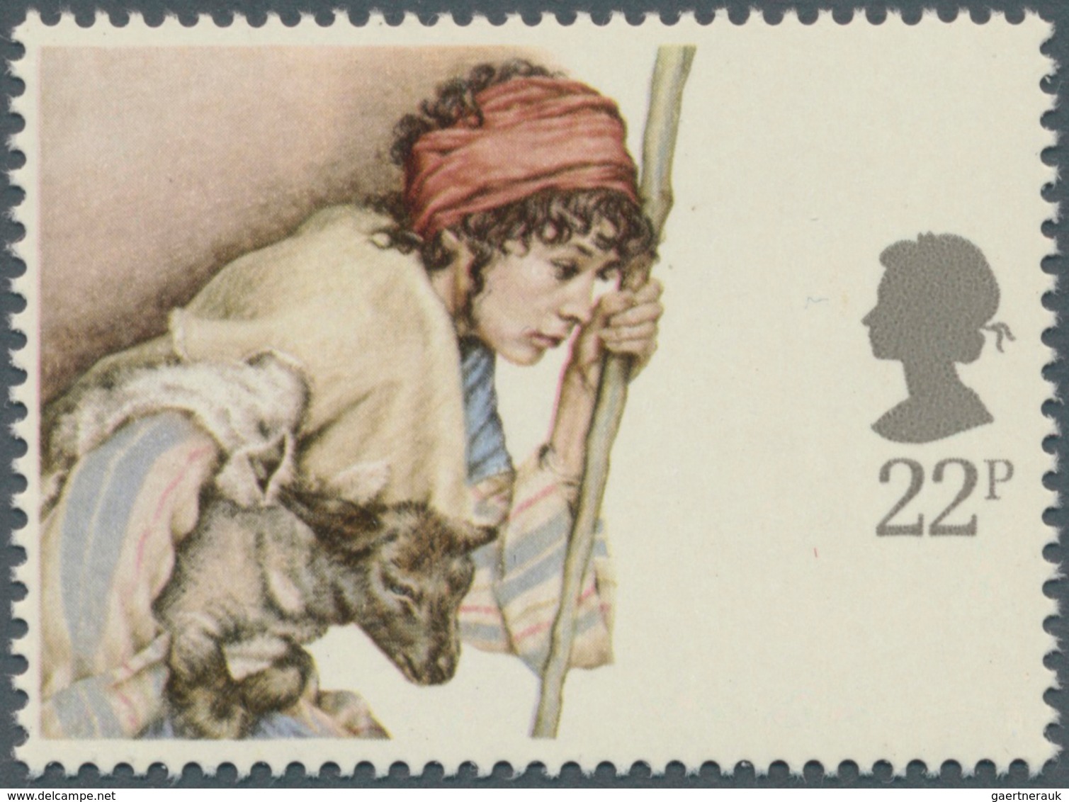 Großbritannien: 1984, 22 P. Christmas (Shepherd And Lamb) With Shifted Printing Of Queen's Head And - Sonstige & Ohne Zuordnung