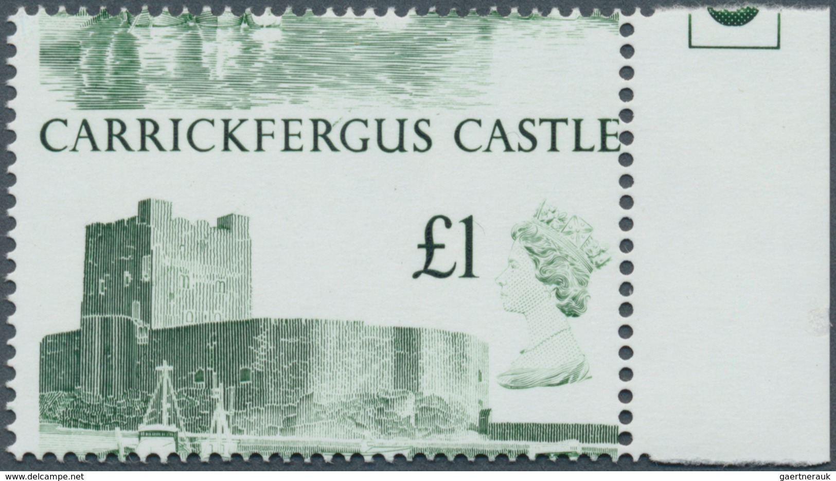 Großbritannien: 1988, £ 1 Carrickfergus Castle, Marginal Copy Showing Variety "totally Misperforated - Autres & Non Classés