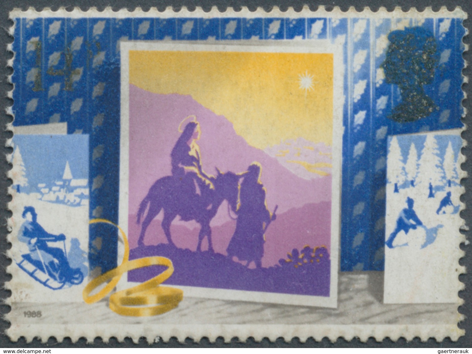 Großbritannien: 1988, 14 P. Christmas (Journey To Bethlehem) With Dry Printing Of Golden Colour (Que - Sonstige & Ohne Zuordnung