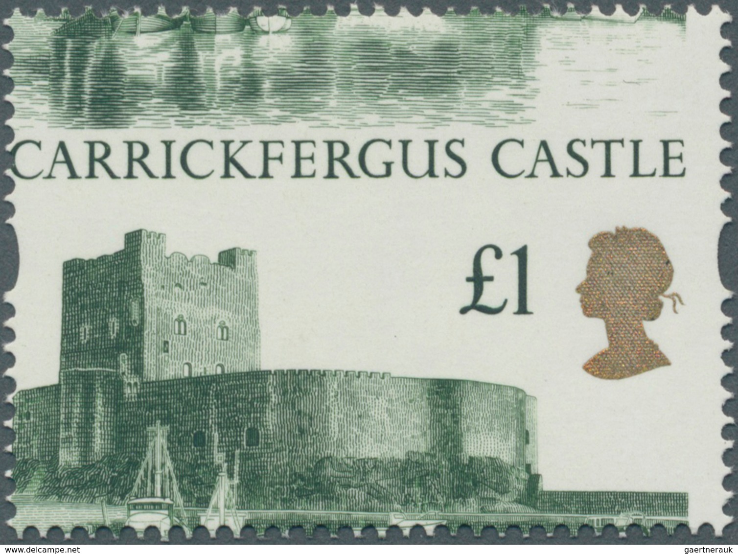 Großbritannien: 1992, 1 £ Carrickfergus Castle, Misperforated Copy, Therefore Divided Design And Ins - Other & Unclassified