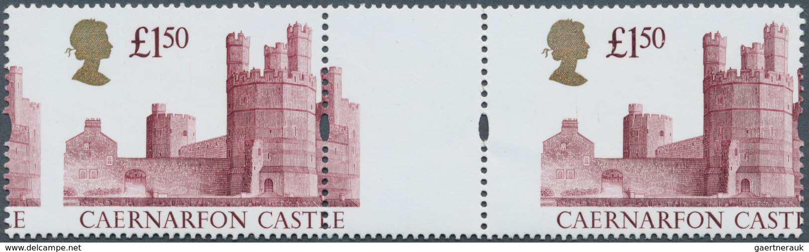 Großbritannien: 1992, £ 1.50 Caernarfon Castle, Horiz. Gutter Pair, Showing Variety "totally Misperf - Sonstige & Ohne Zuordnung