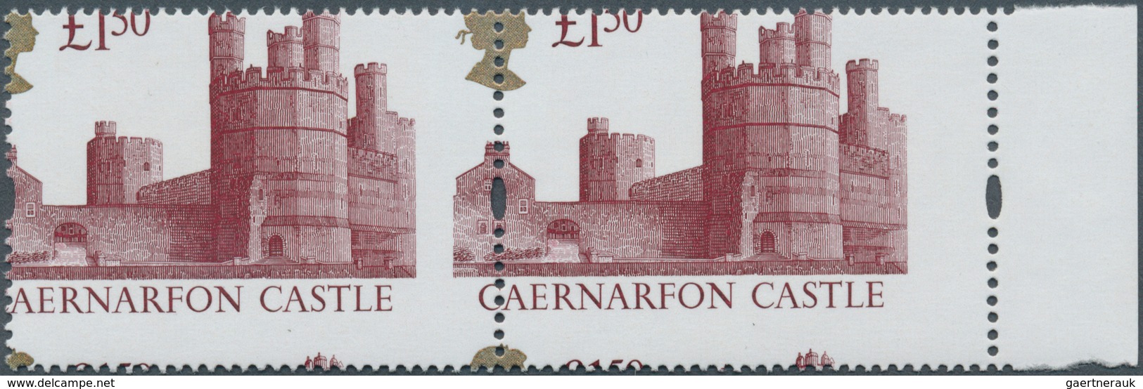 Großbritannien: 1992, £ 1.50 Caernafon Castle, Horiz. Pair With Right Margin, Totally Misperforated, - Sonstige & Ohne Zuordnung