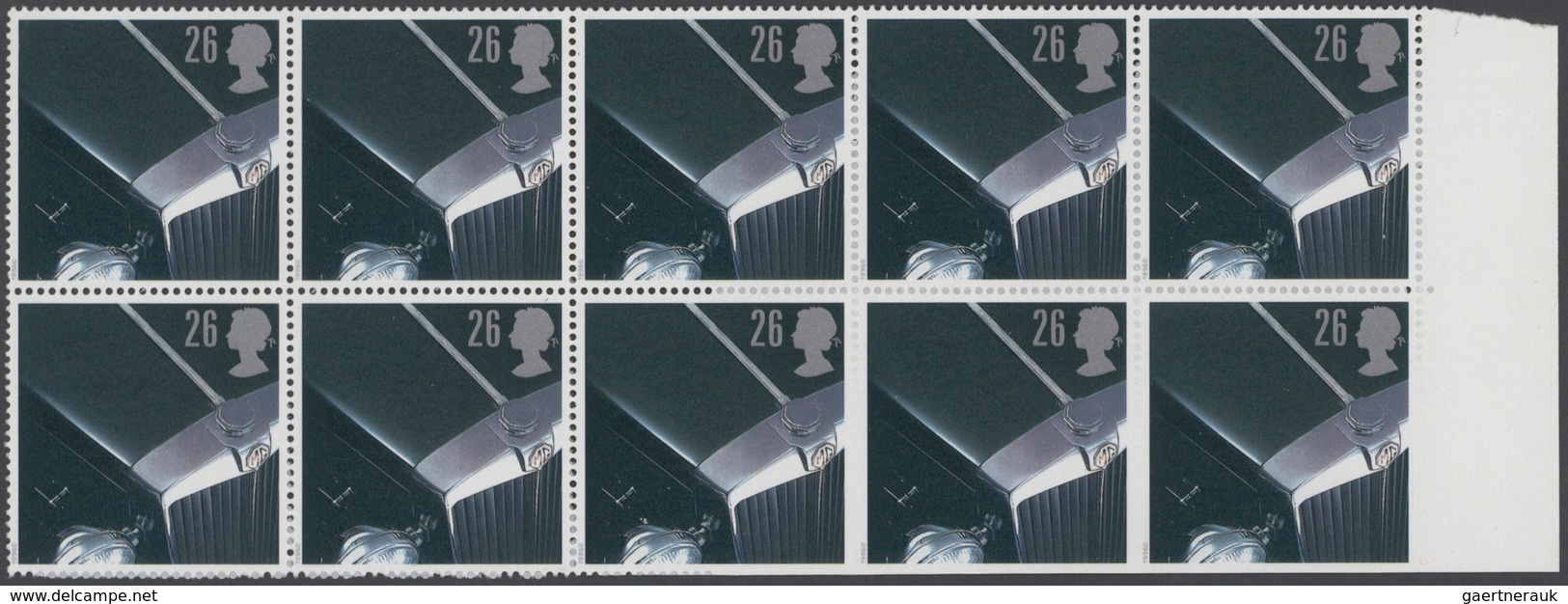 Großbritannien: 1996, 26 P. Classic Sports Cars (MG TD), Vertical Right Marginal Block Of Ten Showin - Other & Unclassified