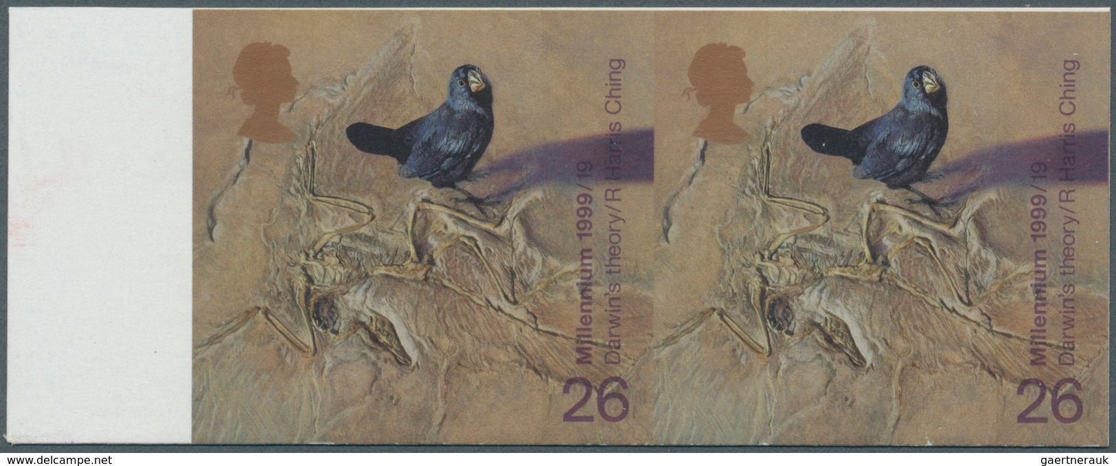 Großbritannien: 1999, 26 P. Galapagos Finch, Imperforated Horizontal Pair With Left Margin, Unmounte - Sonstige & Ohne Zuordnung