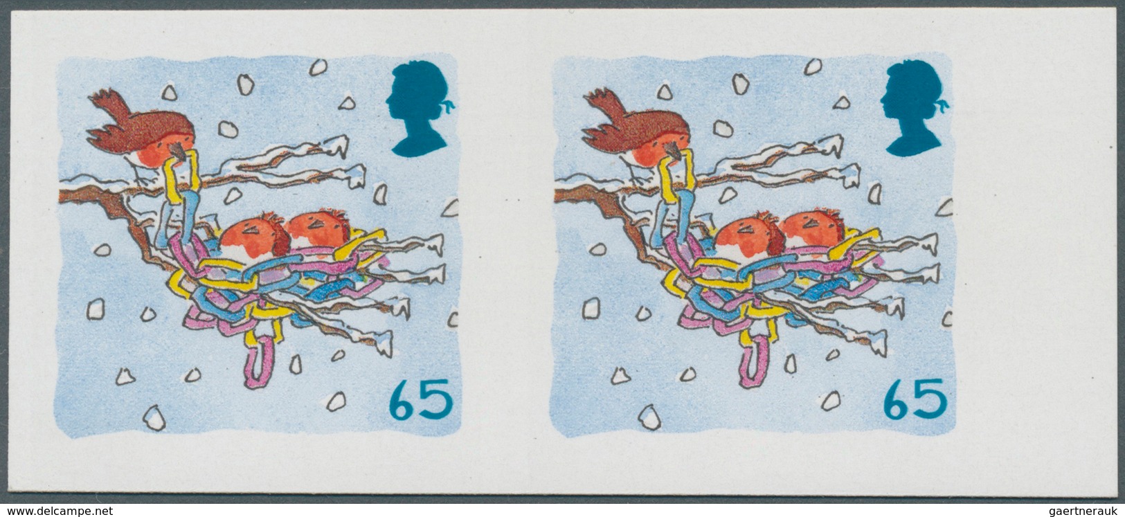 Großbritannien: 2001, 65 P. Christmas (Robins In Paper Chain Nest), Vertical Pair Without Die-cuttin - Other & Unclassified