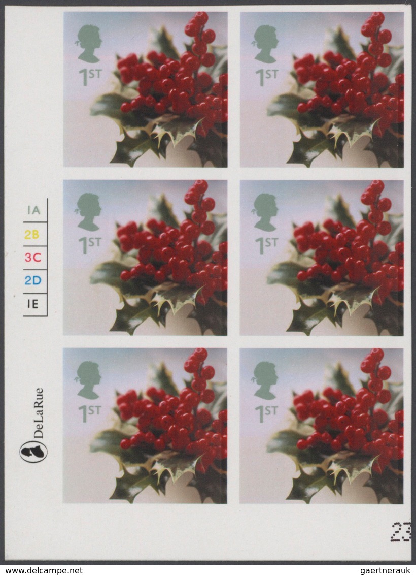 Großbritannien: 2002, 1st Christmas (Holly), Imperforated Cylinder Block Of 6, Unmounted Mint (self- - Sonstige & Ohne Zuordnung