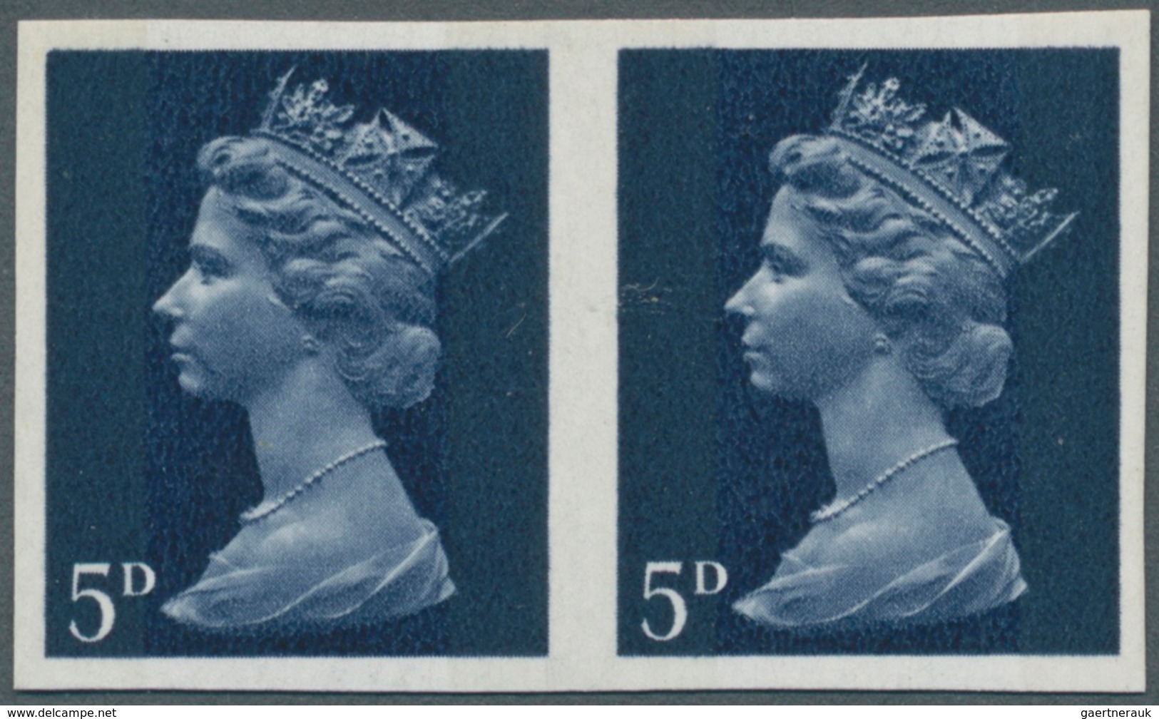 Großbritannien - Machin: 1968, 5 D. Royal Blue, Horizontal Imperforated Pair, Unmounted Mint. SG 275 - Machin-Ausgaben