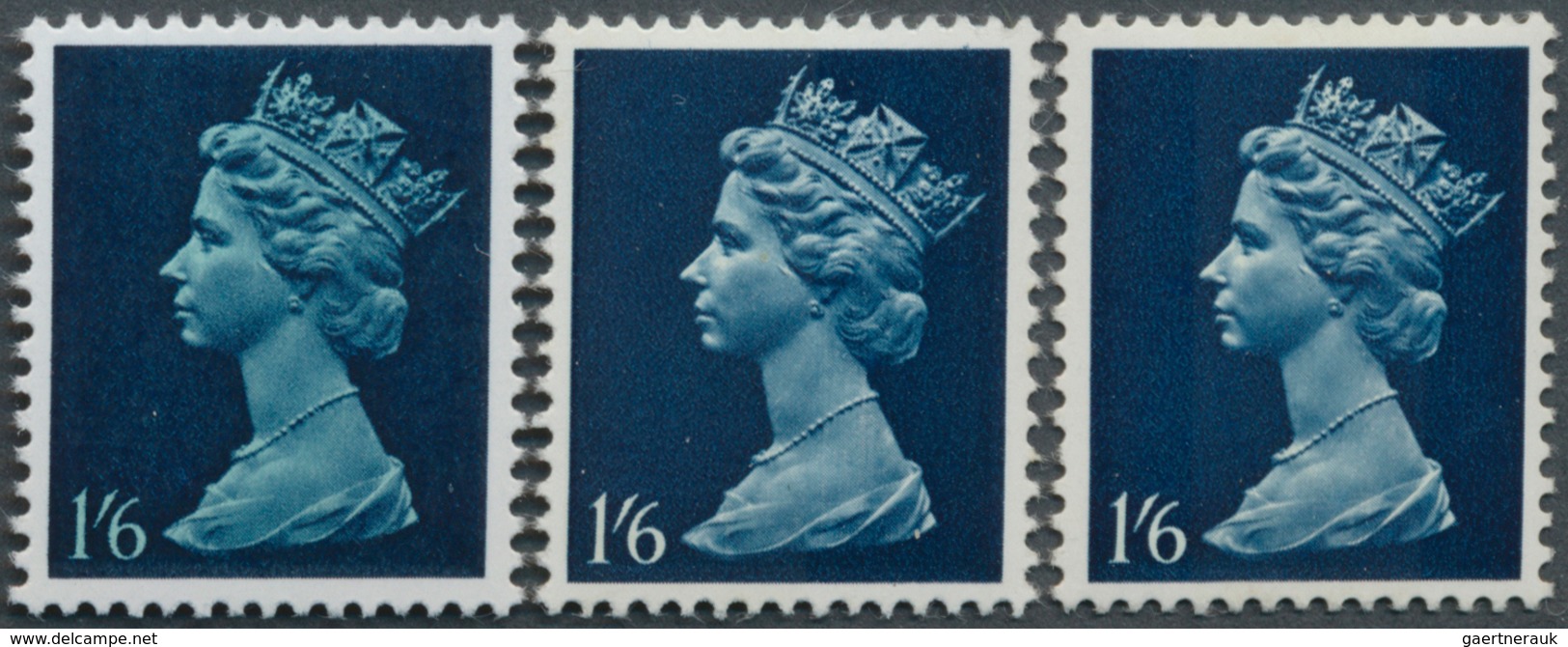 Großbritannien - Machin: 1969, 1 Sh. 6 D. Phophor Coated Paper Showing Variety "Prussian Blue Omittt - Machins