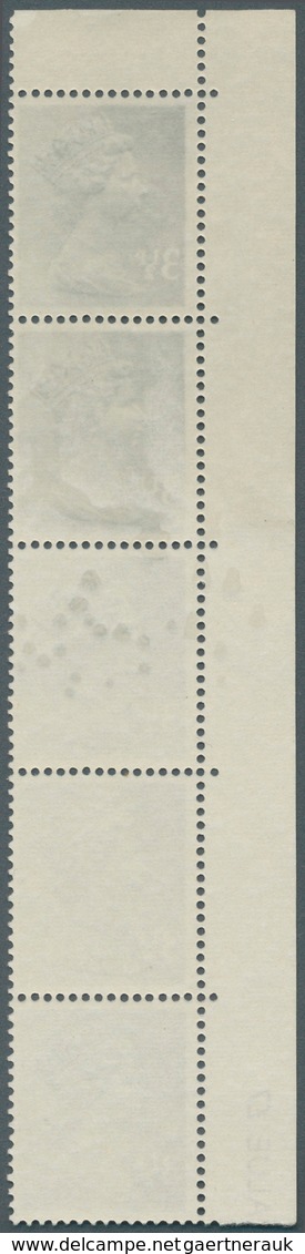 Großbritannien - Machin: 1971, 3 1/2 P. Pale Olive Grey, Vertical Strip Of 5 From The Upper Left Cor - Série 'Machin'