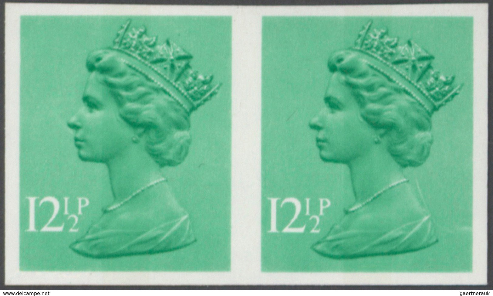 Großbritannien - Machin: 1982, 12 1/2 P. Light Emerald, One Centre Band, Imperforated Horizontal Pai - Série 'Machin'