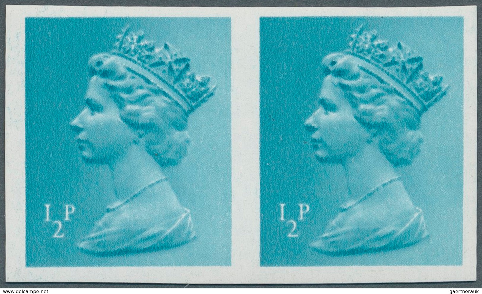 Großbritannien - Machin: 1980, ½ P. Turquoise-blue, Imperforated Pair, Unmounted Mint, Signed. SG 14 - Série 'Machin'