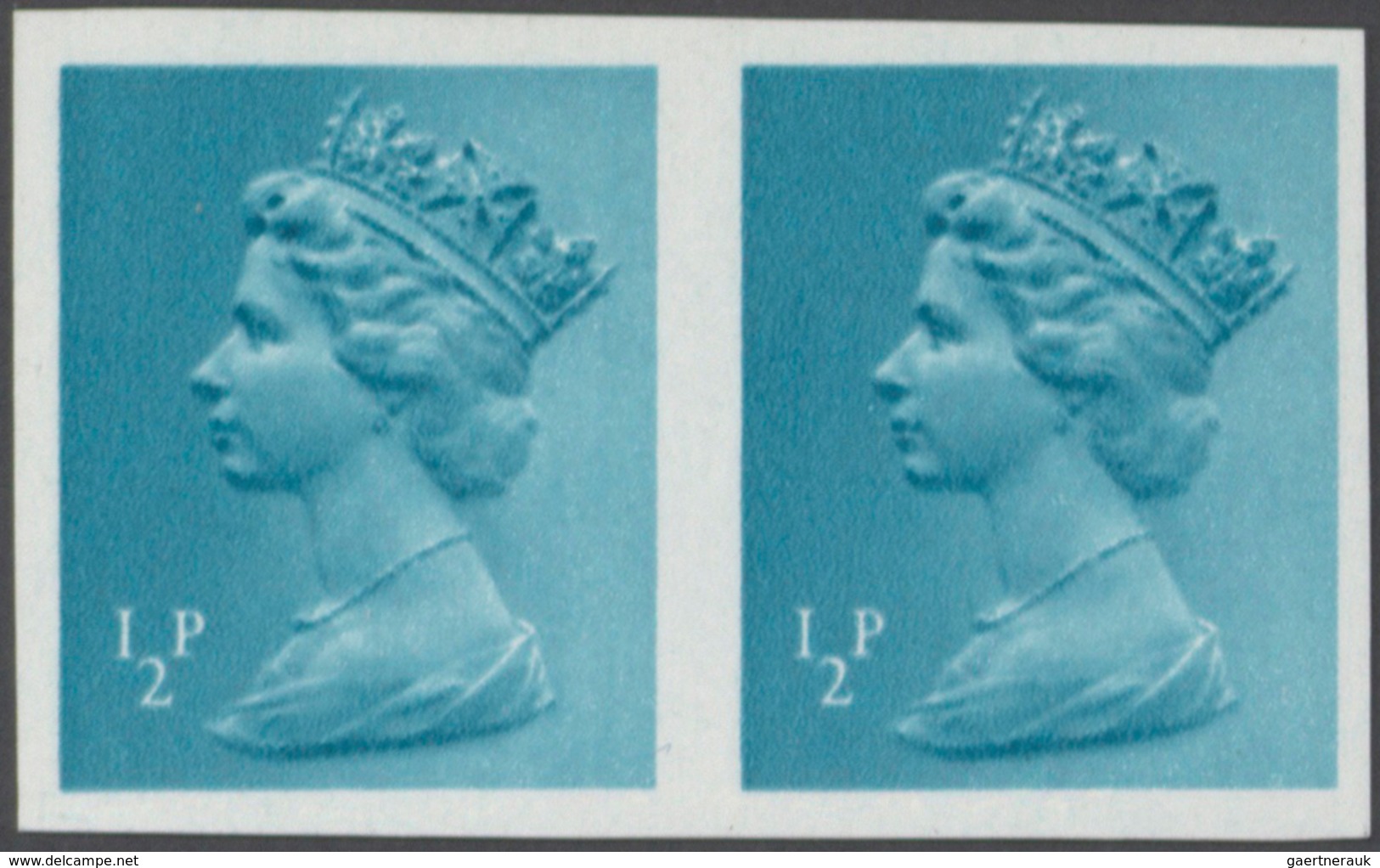 Großbritannien - Machin: 1980, 1/2 P. Turquoise-blue, Imperforated Horizontal Pair, Unmounted Mint. - Série 'Machin'