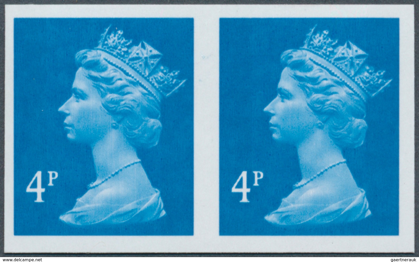 Großbritannien - Machin: 1993, 4 P. New Blue, Imperforated Horiz. Pair Showing Faint Traces Of The P - Série 'Machin'