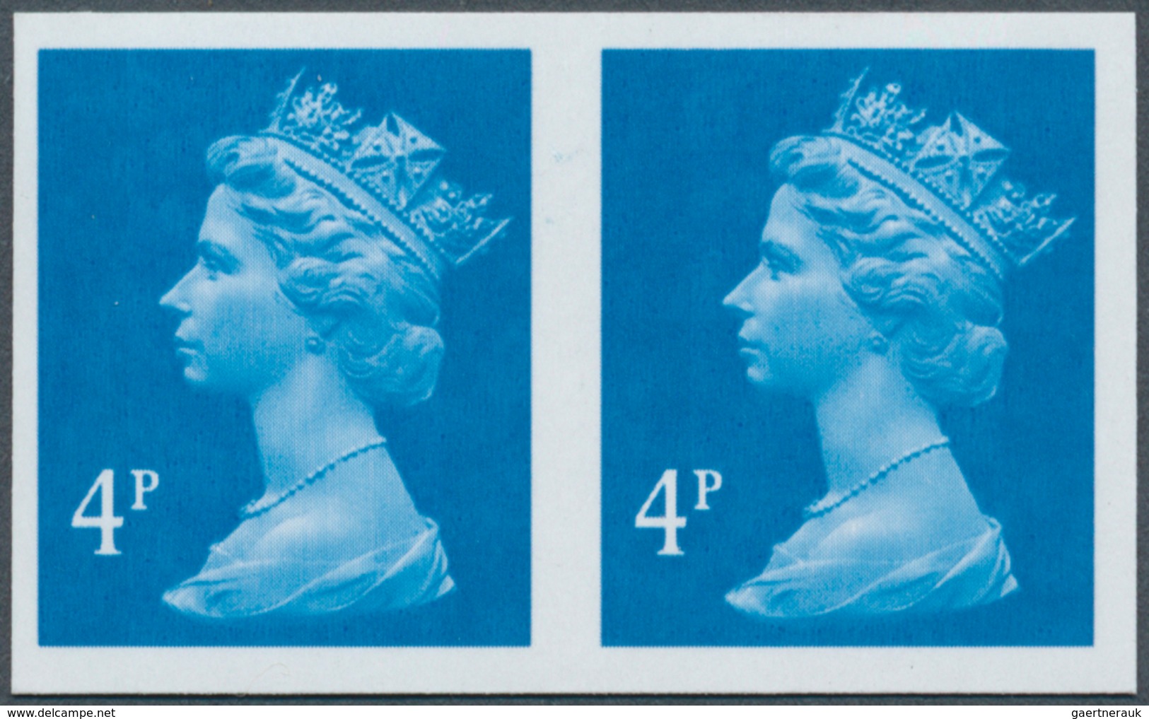 Großbritannien - Machin: 1993, 4 P. New Blue, Imperforated Horiz. Pair Showing Faint Traces Of The P - Machin-Ausgaben