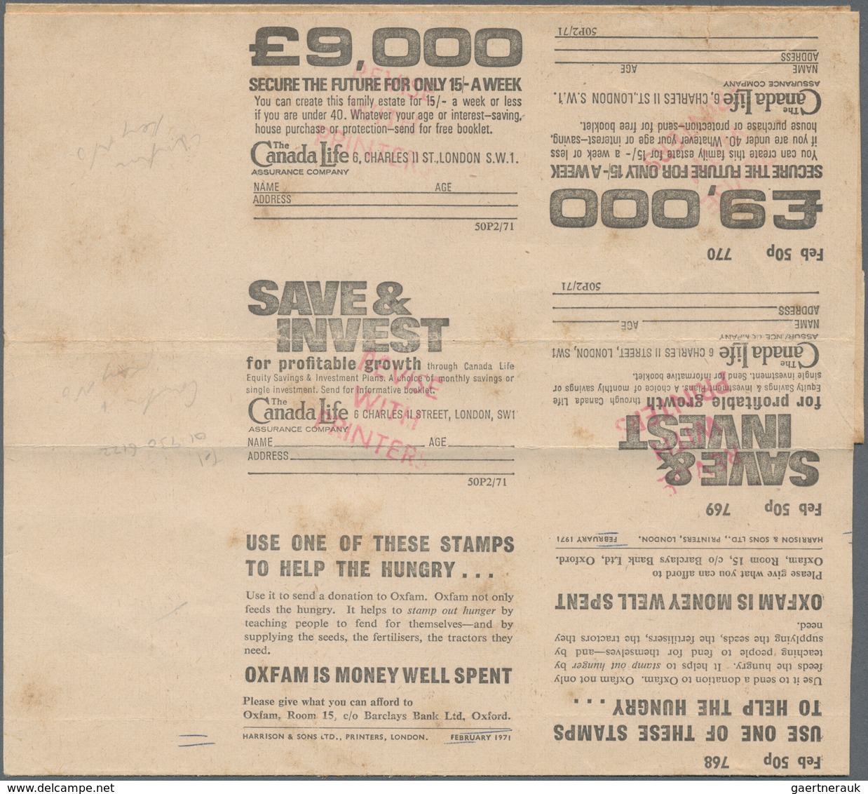 Großbritannien - Markenheftchen: 1970. Booklet Interleaves Proof (bank, Insurance, Investment, Money - Markenheftchen