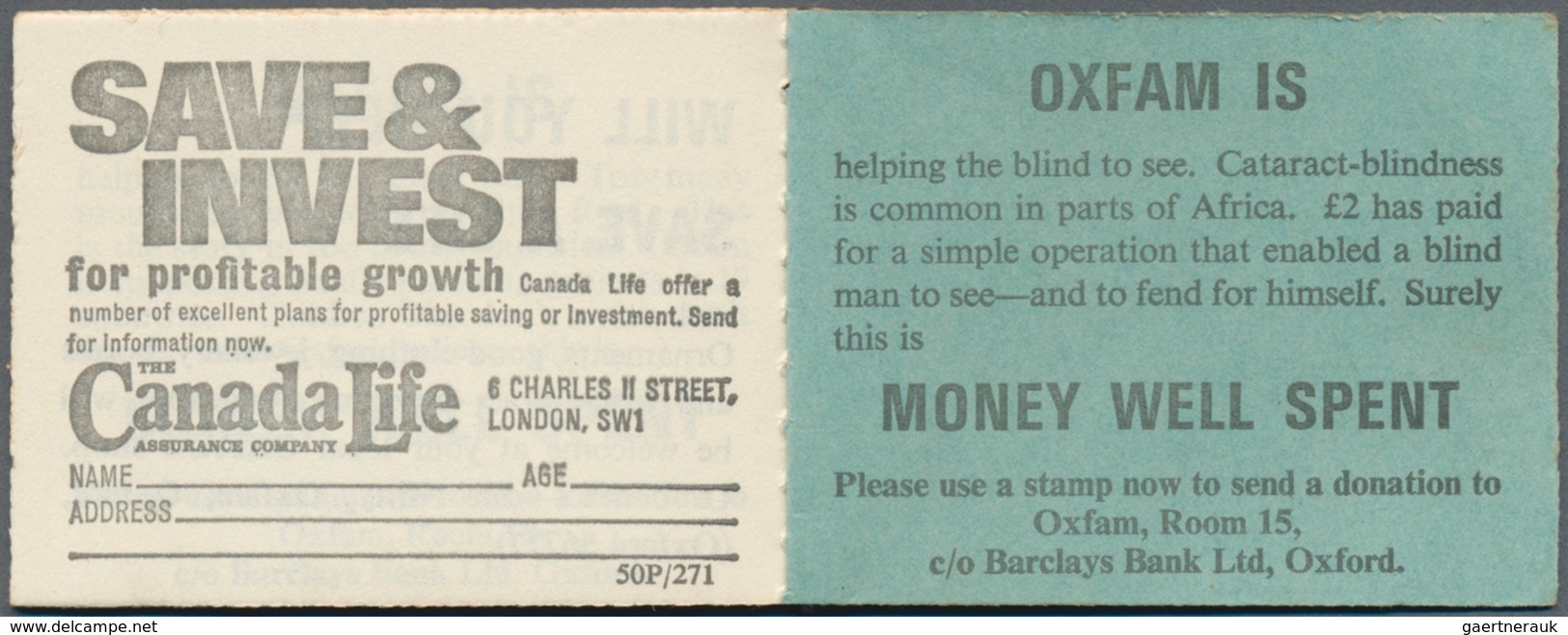 Großbritannien - Markenheftchen: 1970. Booklet Interleaves Proof (bank, Insurance, Investment, Money - Carnets