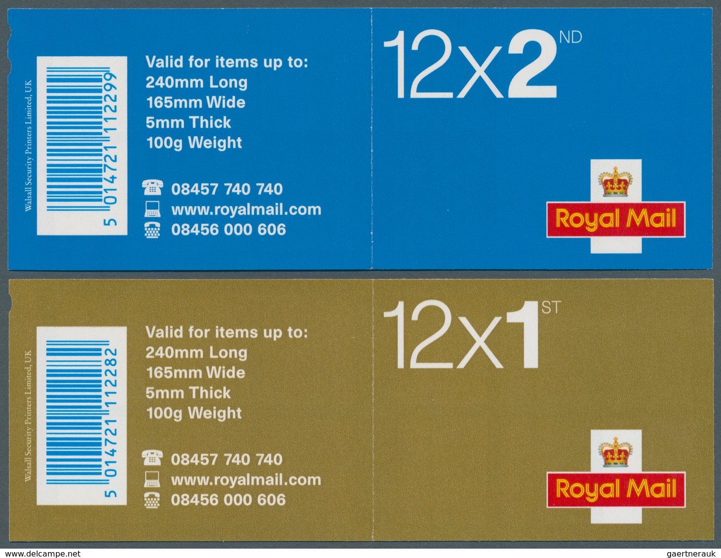 Großbritannien - Markenheftchen: 2006, "12x2nd" And "12x1st", 2 Self-adhesive Booklets Showing Varie - Carnets