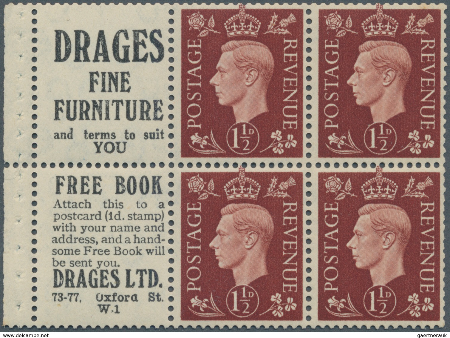 Großbritannien - Zusammendrucke: 1906/1937 Two Complete Booklet Panes, One With Five KEVII. ½d. Plus - Autres & Non Classés