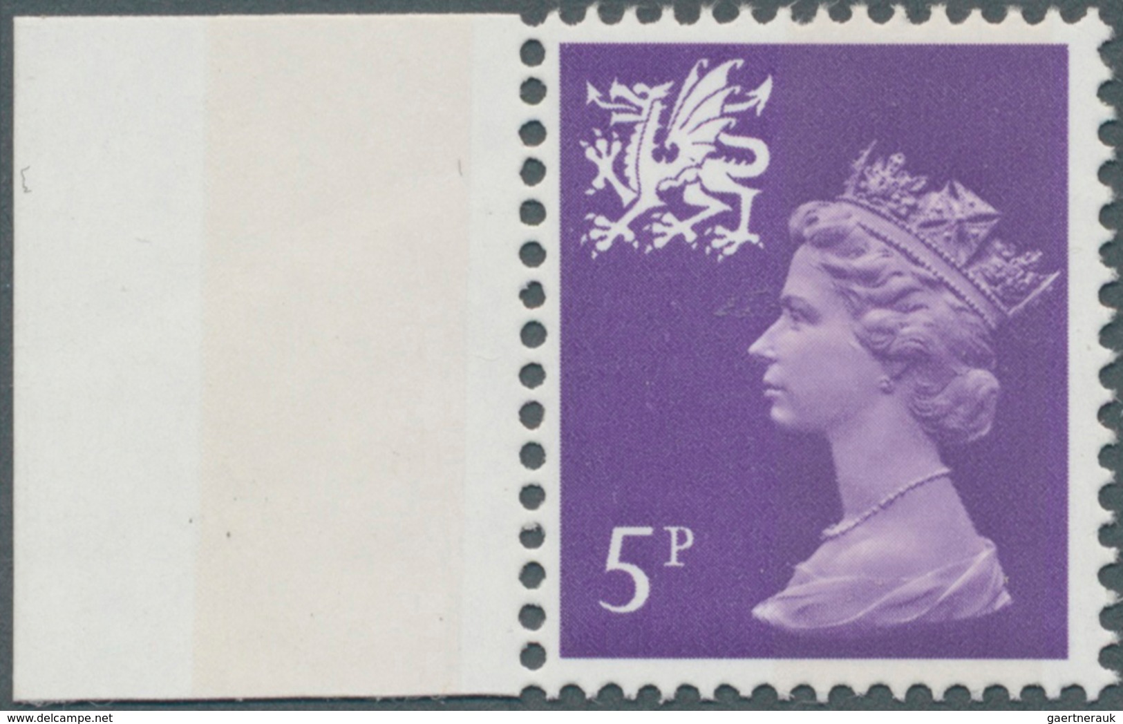 Großbritannien - Regionalmarken: Wales: 1971, 5 P. Reddish Violet, Showing Variety "one Broad Phosph - Wales
