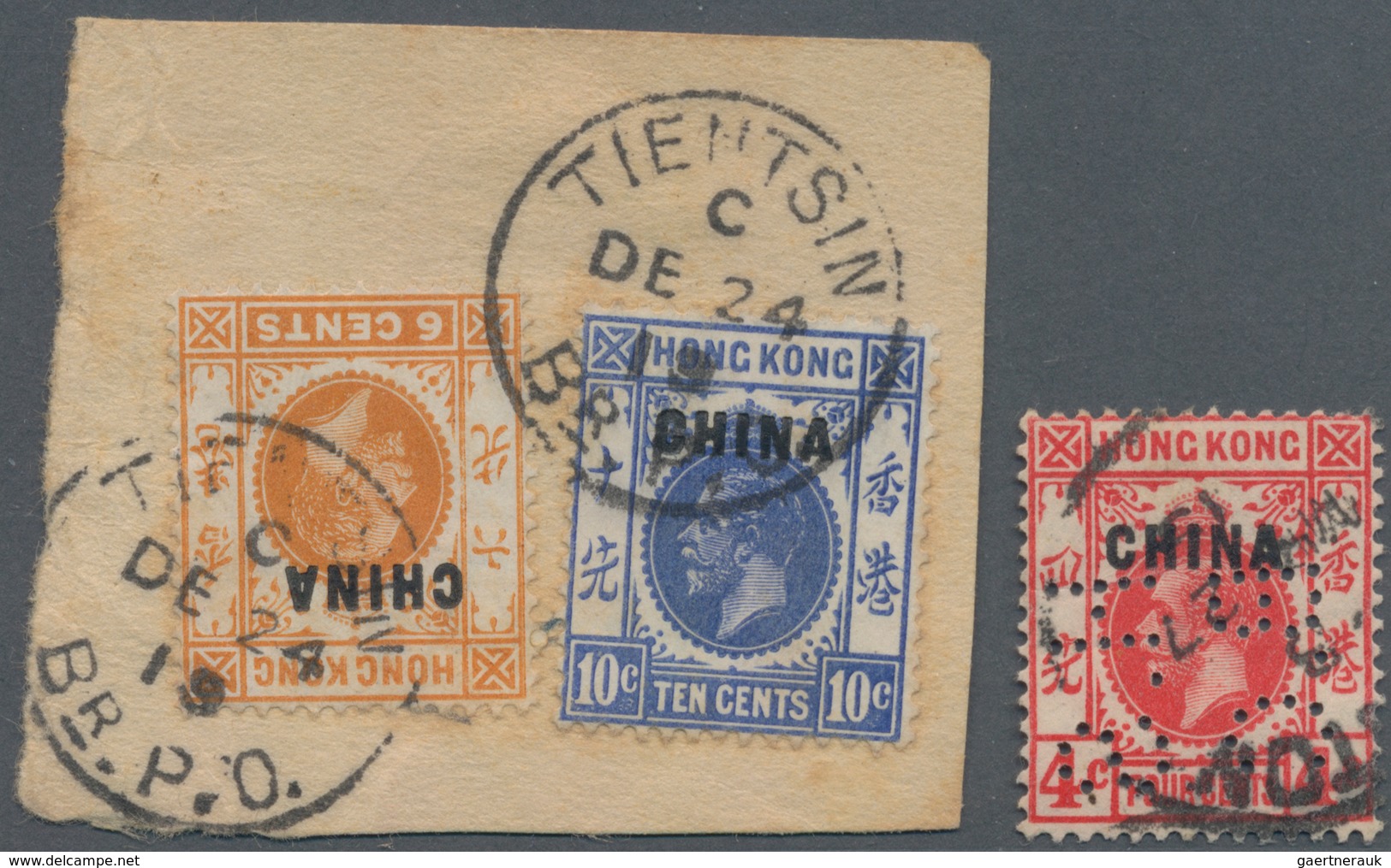 Britische Post In China: 1917/21, KGV Wmkd. Crown CA Seriffed, 1 C.-$10 Cpl., Used. Plus Extra Copie - Sonstige & Ohne Zuordnung