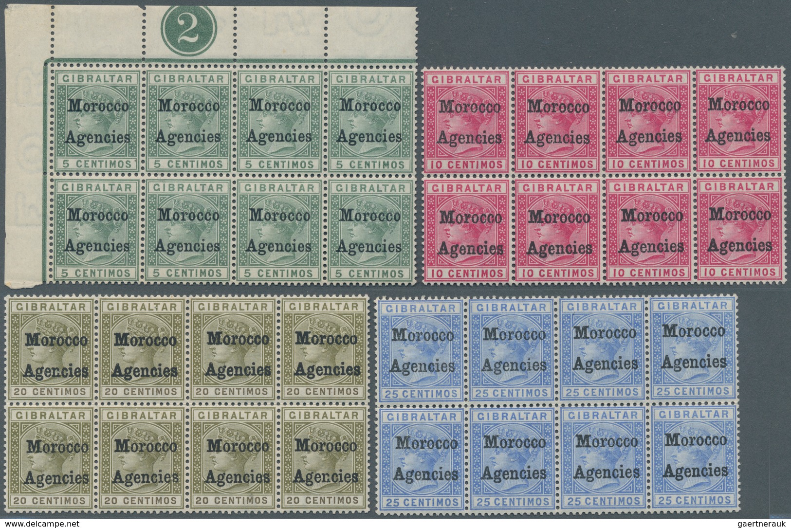 Britische Post In Marokko: 1898/1899, Victoria Aufdruckausgabe, 8 Stck. In Einheiten, Davon Mindeste - Autres & Non Classés
