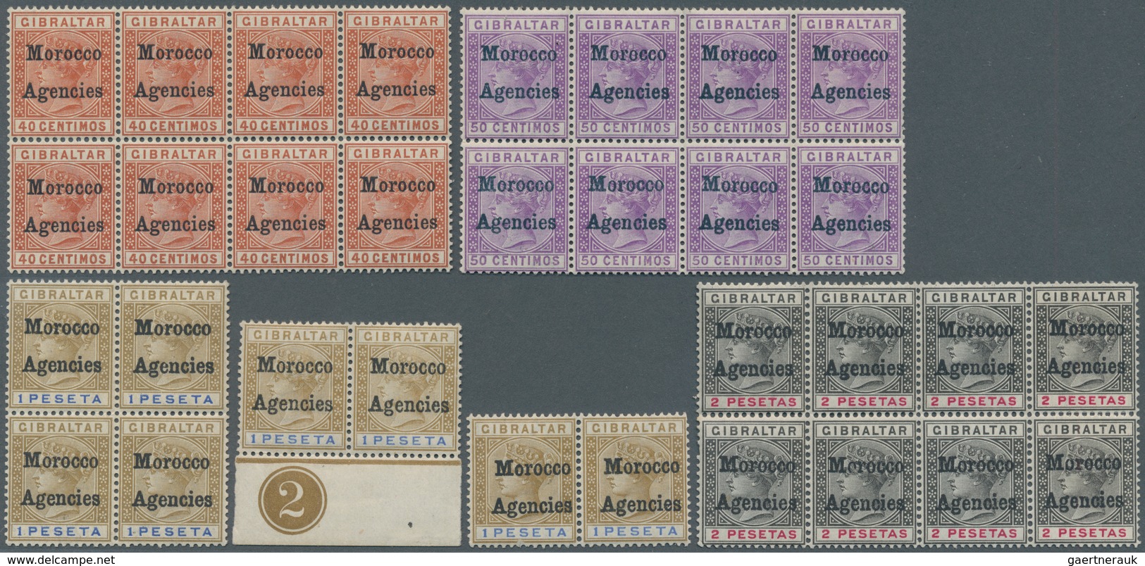 Britische Post In Marokko: 1898/1899, Victoria Aufdruckausgabe, 8 Stck. In Einheiten, Davon Mindeste - Autres & Non Classés