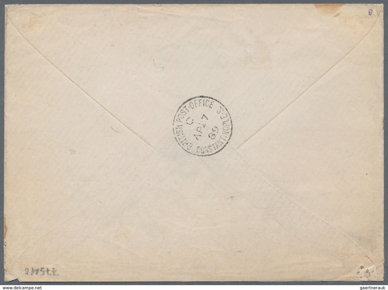 Britische Post In Der Türkei: 1889, Letter Franked With 40 Para On 2 1/2d With Additional Imperforat - Autres & Non Classés