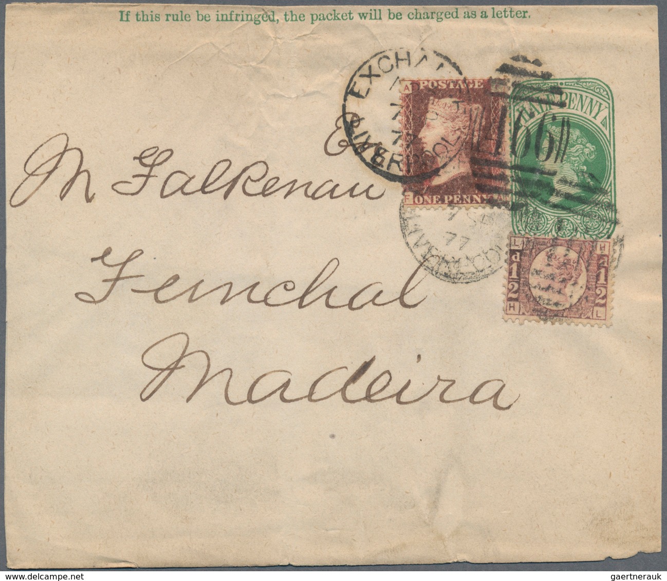 Großbritannien - Ganzsachen: 1877. Postal Stationery News-band Wrapper ½d Green Upgraded With SG 44, - 1840 Enveloppes Mulready