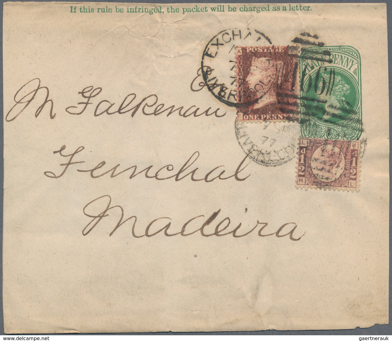 Großbritannien - Ganzsachen: 1877. Postal Stationery News-band Wrapper ½d Green Upgraded With SG 44, - 1840 Mulready-Umschläge