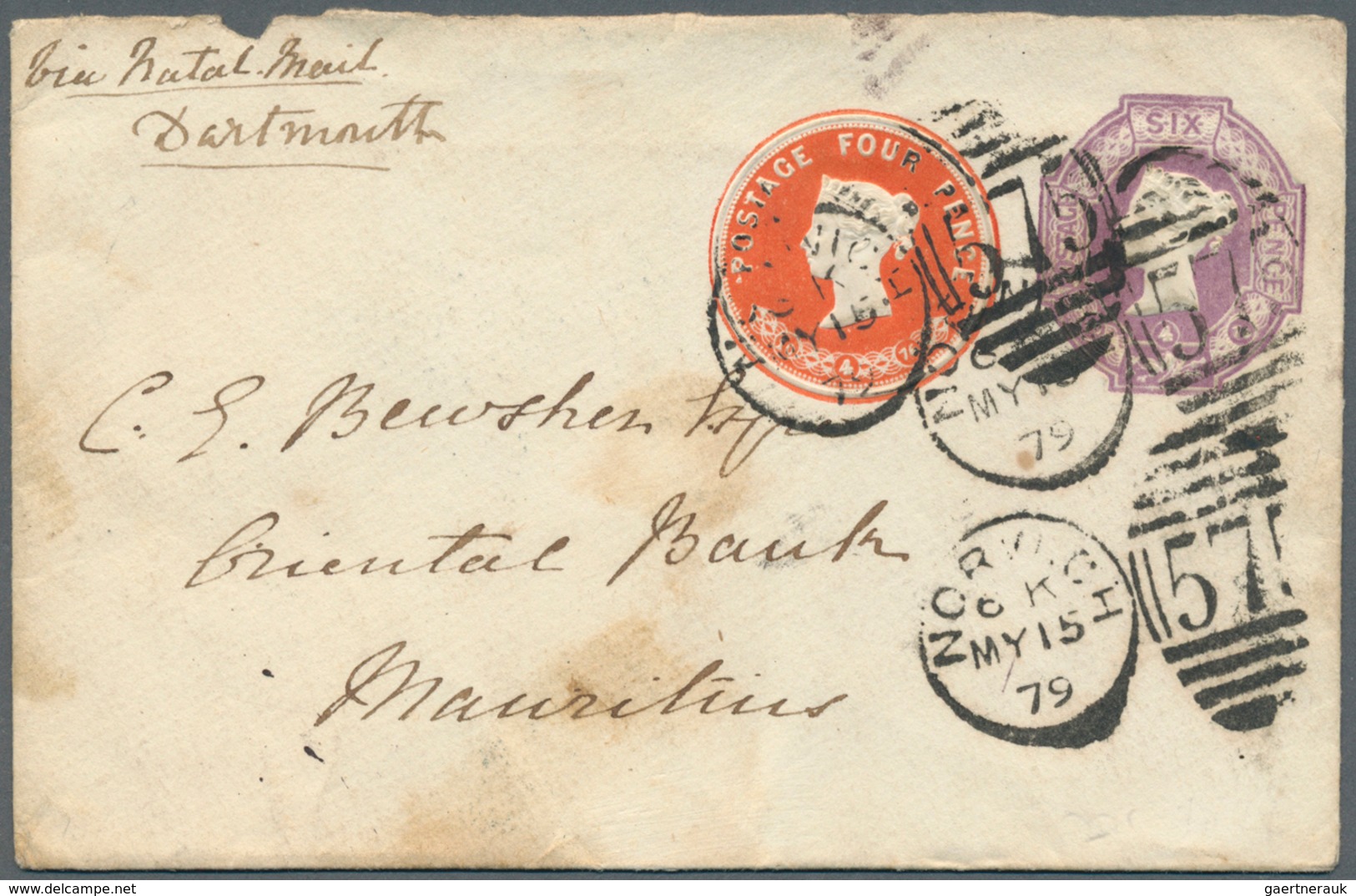 Großbritannien - Ganzsachen: 1879. Postal Stationery Envelope Four Pence' Orange + 'six Pence' Purpl - 1840 Enveloppes Mulready