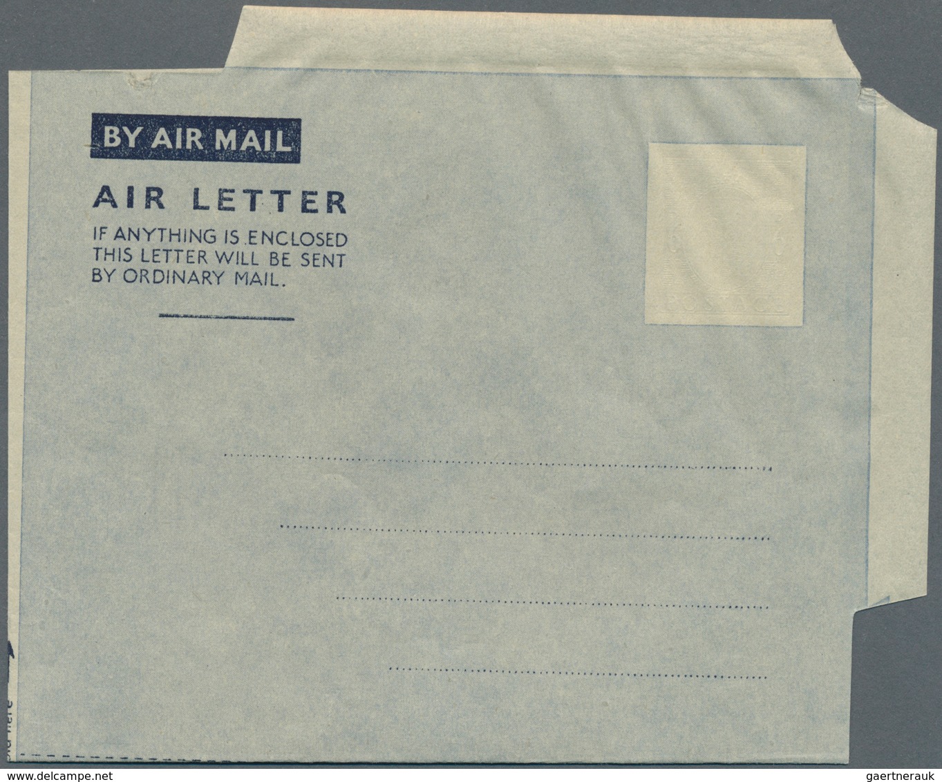 Großbritannien - Ganzsachen: 1943, Airletter KGVI 6d Brown Violet On Grey Paper With Clear Variety ' - 1840 Mulready Envelopes & Lettersheets