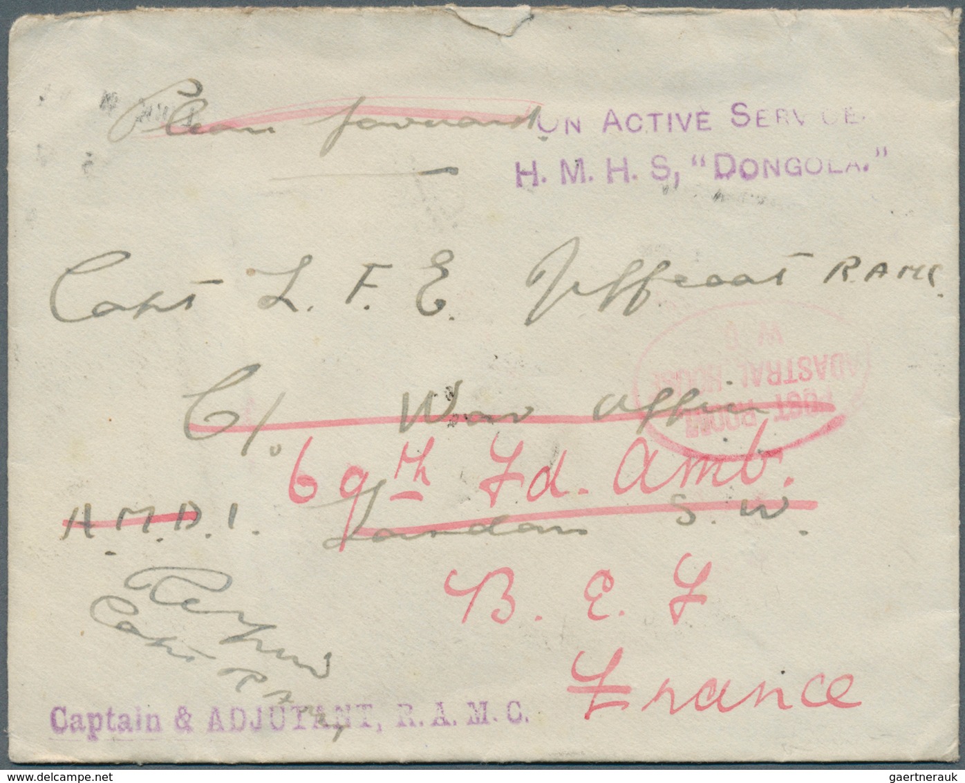 Großbritannien - Besonderheiten: 1917, H.M.Hospital Ship "DONGOLA" At Dar Es Salaam, Cover Addressed - Sonstige & Ohne Zuordnung