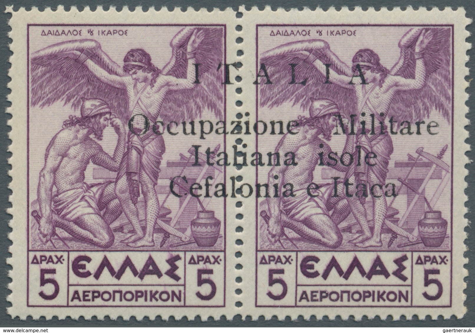 Ionische Inseln - Lokalausgaben: Kefalonia Und Ithaka: 1941, Argostoli Issue, Airmail Stamp 5dr. Vio - Ionian Islands