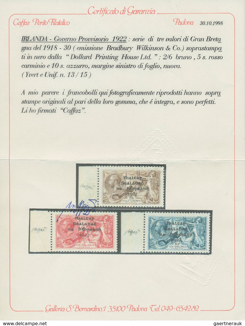 Irland: 1922, Rialtas Overprints, Dollard Printing, 2s.6d. Brown, 5s. Rose-carmine And 10s. Dull Gre - Briefe U. Dokumente