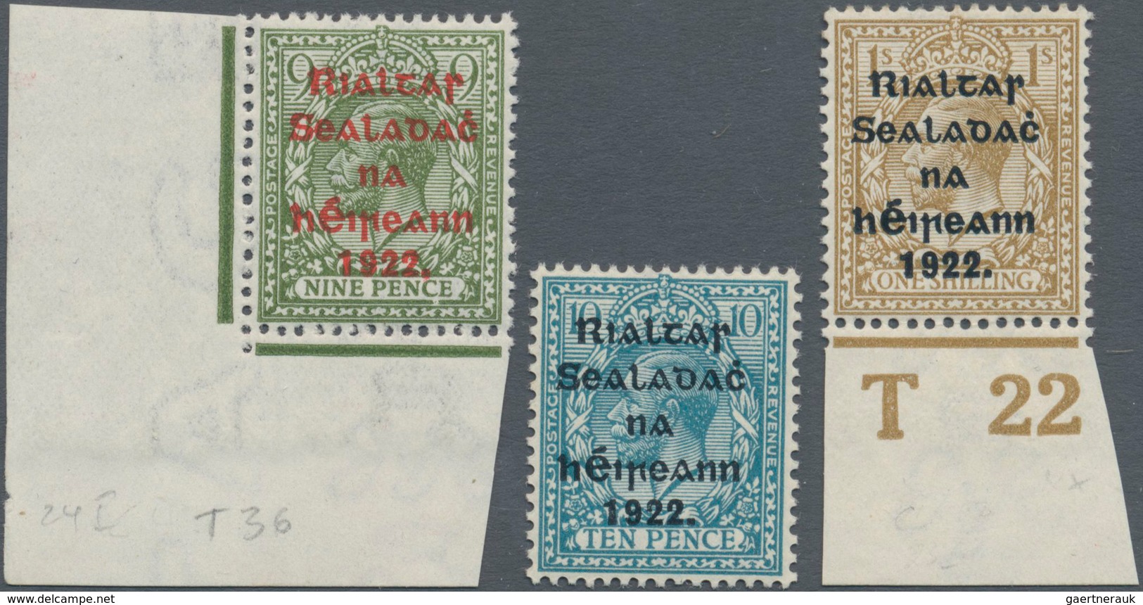 Irland: 1922, Rialtas Overprints, Thom Printing, ½d. To 1s., Set Of 14 Values Mint Original Gum, Mai - Lettres & Documents