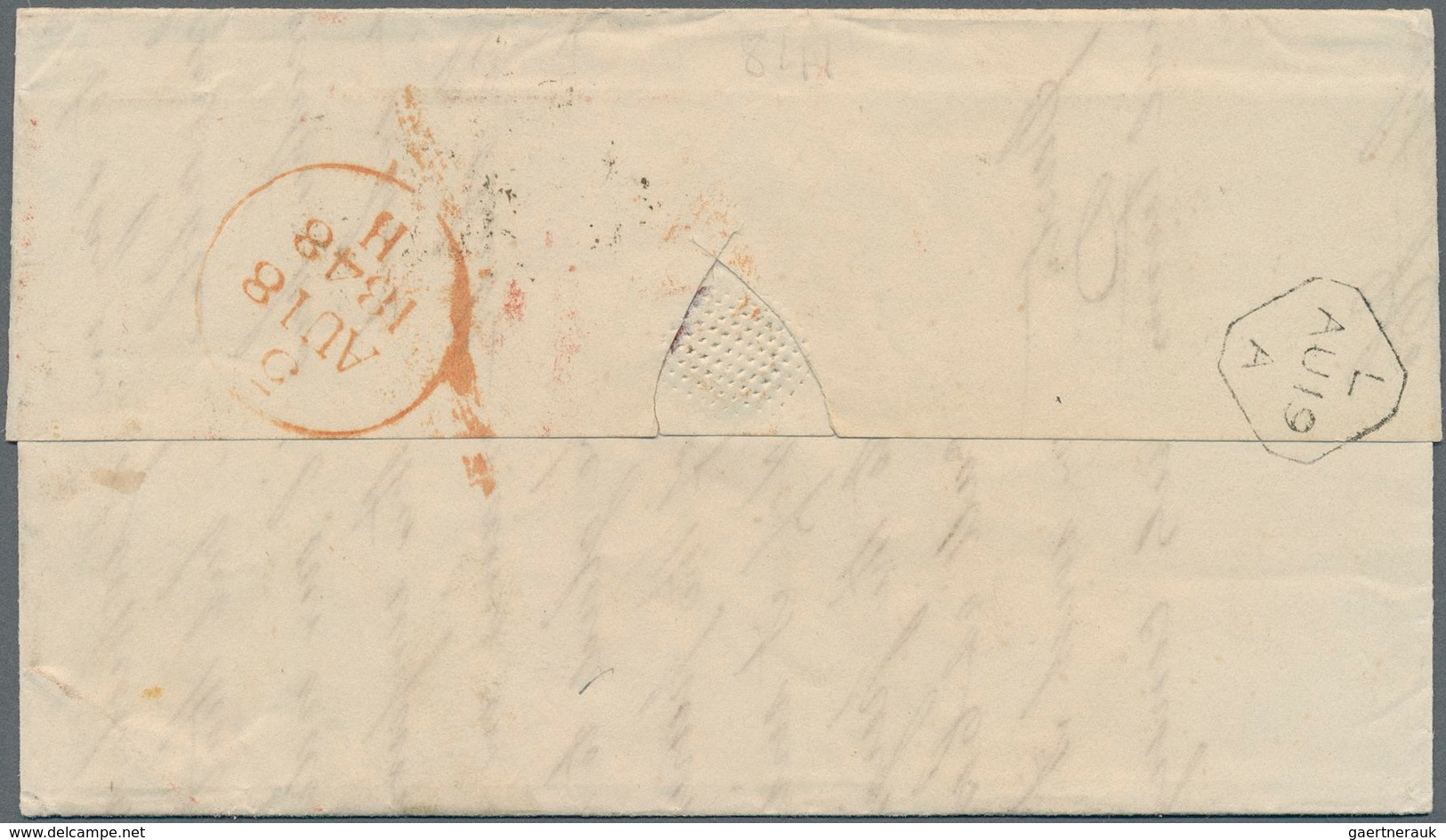 Irland: 1848, Entire Letter From Dublin To New York Bearing Embossed 1847 1s. Pale Green Tied By "18 - Lettres & Documents