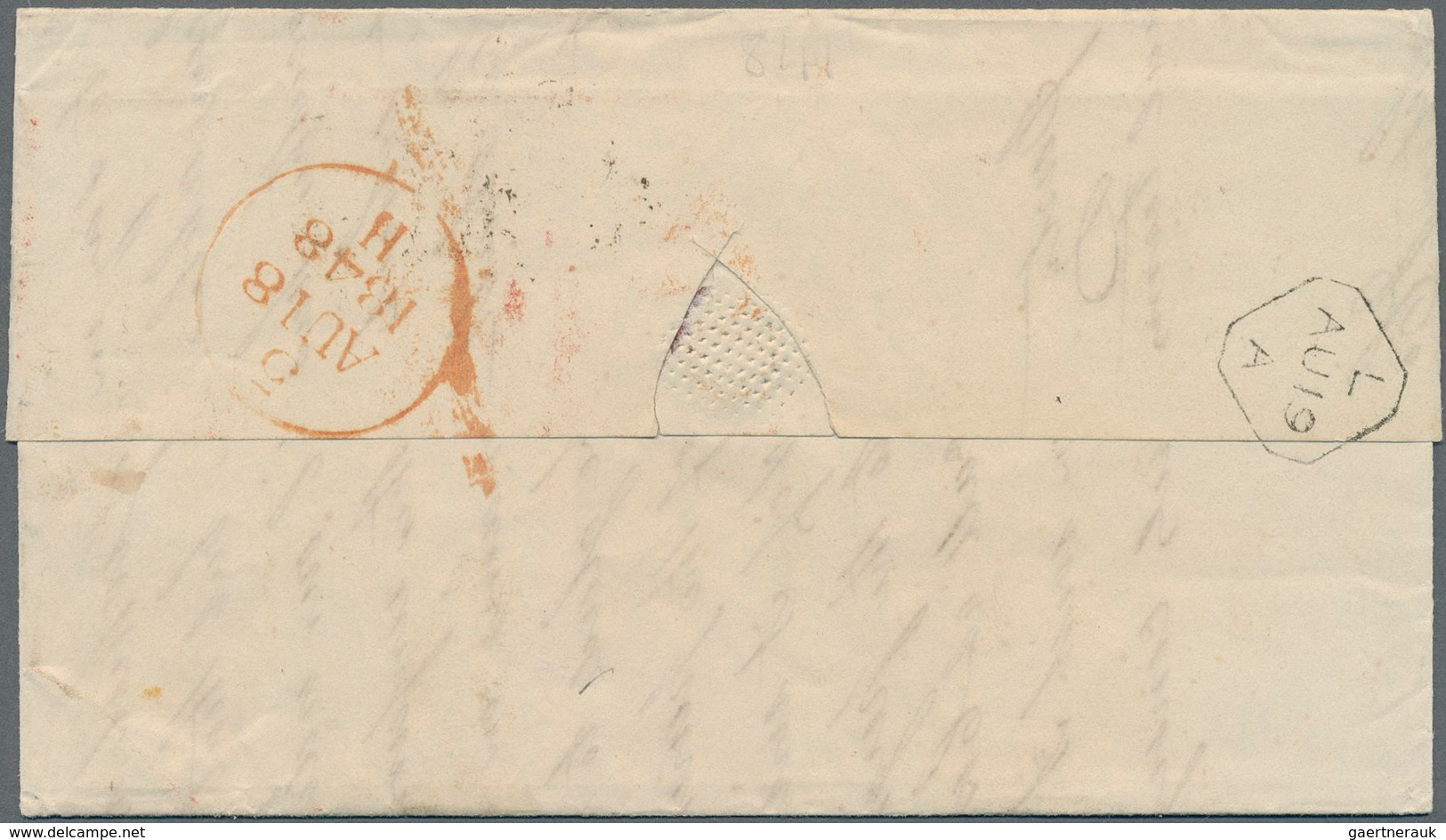 Irland: 1848, Entire Letter From Dublin To New York Bearing Embossed 1847 1s. Pale Green Tied By "18 - Briefe U. Dokumente