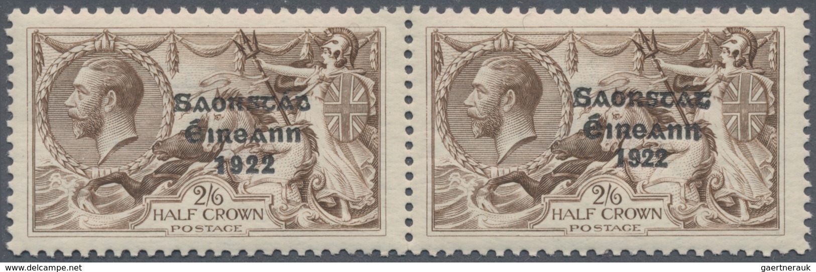 Irland: 1927/1928, Saorstat Overprints, 2s.6d. Brown, Horizontal Pair With Wide And Narrow Date, Fol - Briefe U. Dokumente