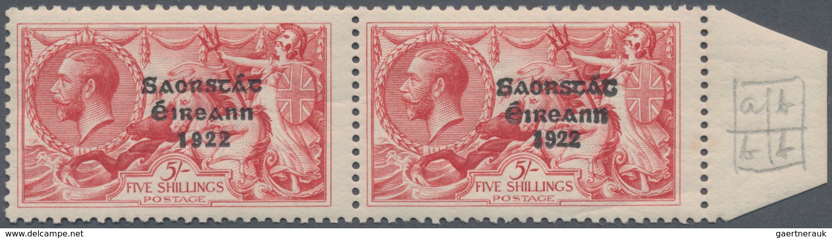Irland: 1927/1928, Saorstat Overprints, 5s.rose-red Brown, Horizontal Pair With Wide And Narrow Date - Lettres & Documents