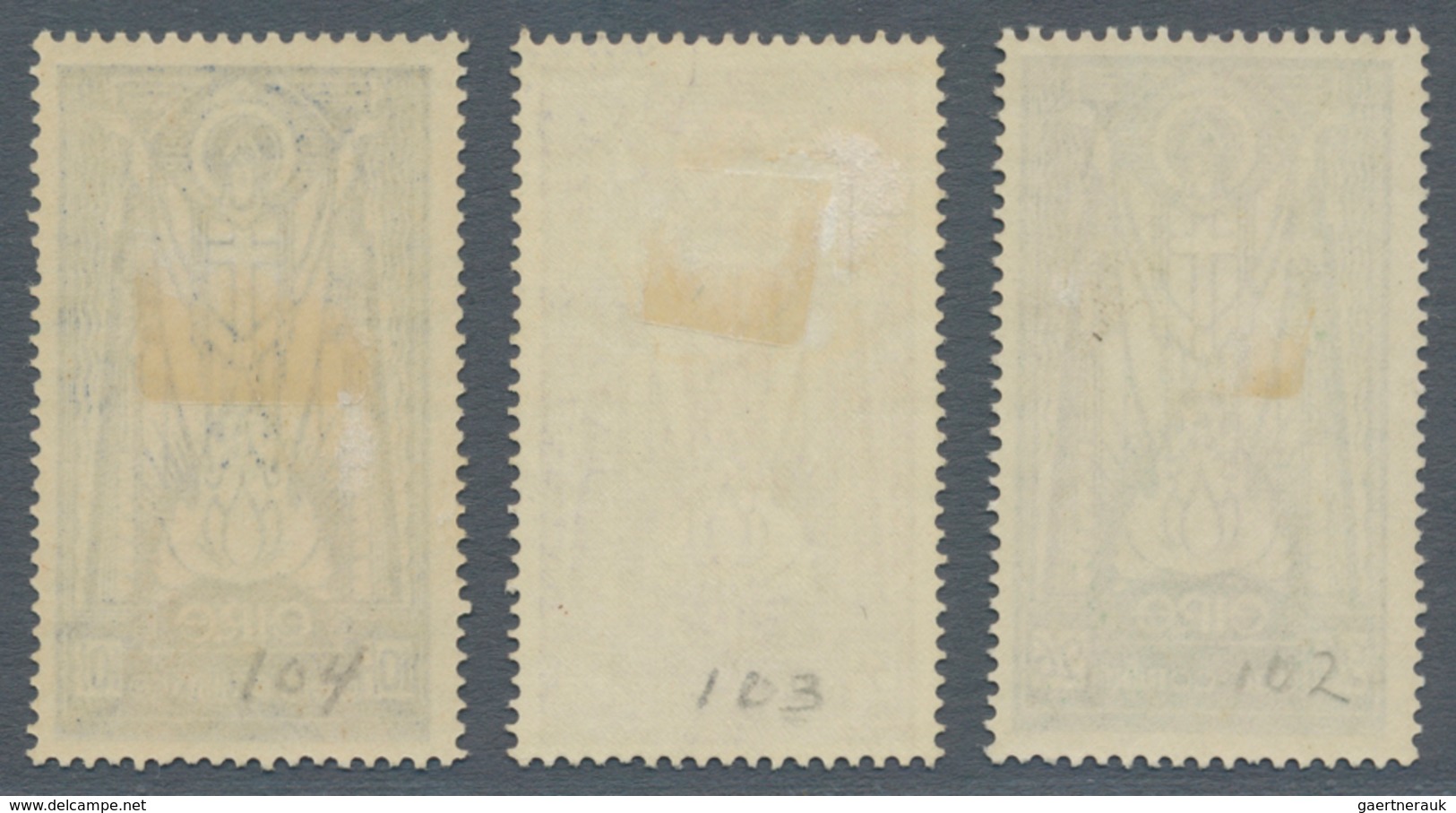 Irland: 1937, St. Patrick Definitives Complete Set Of Three, Mint Hinged And Pencil Cat. Numbers On - Lettres & Documents