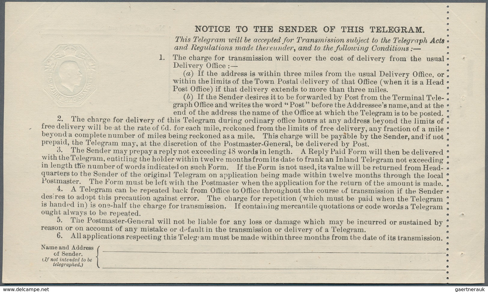 Irland - Ganzsachen: British Dominion: 1922, King Georg V. 1 Sh. Green Telegram Form With Black Bar - Entiers Postaux