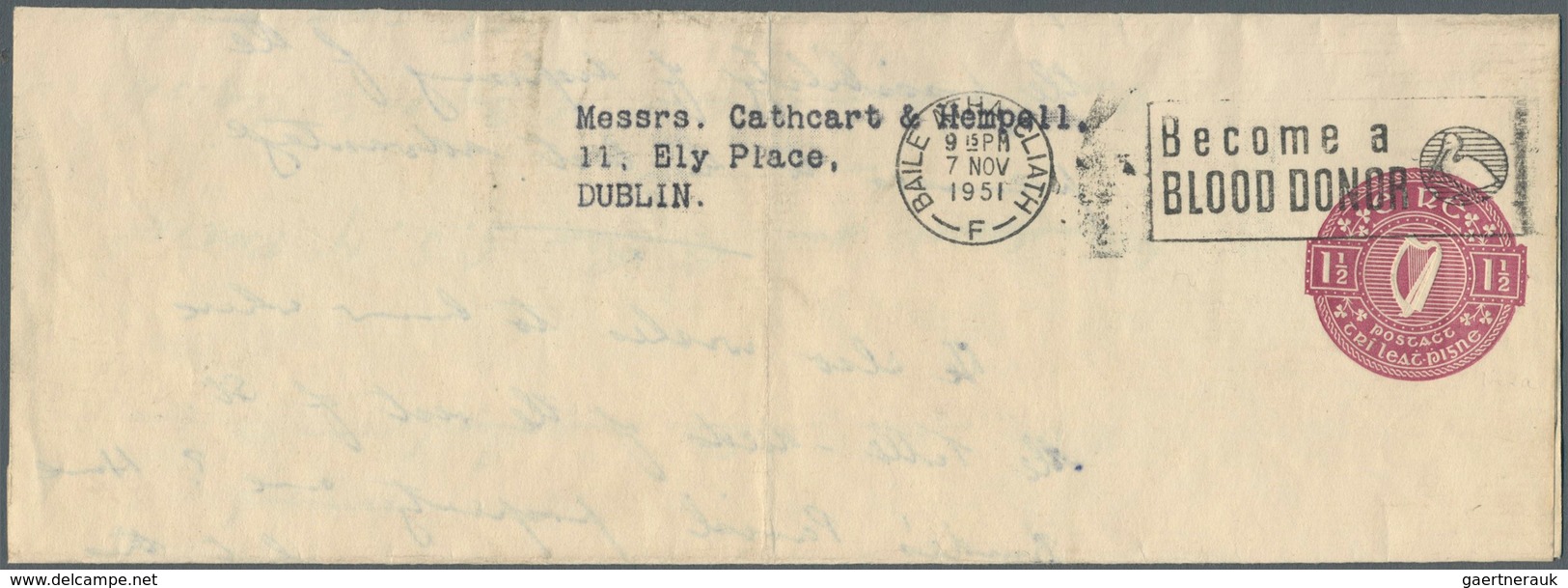 Irland - Ganzsachen: The Legal Diary: 1951, 1 1/2 D. Violet Newspaper Wrapper With Watermark, Used L - Postal Stationery