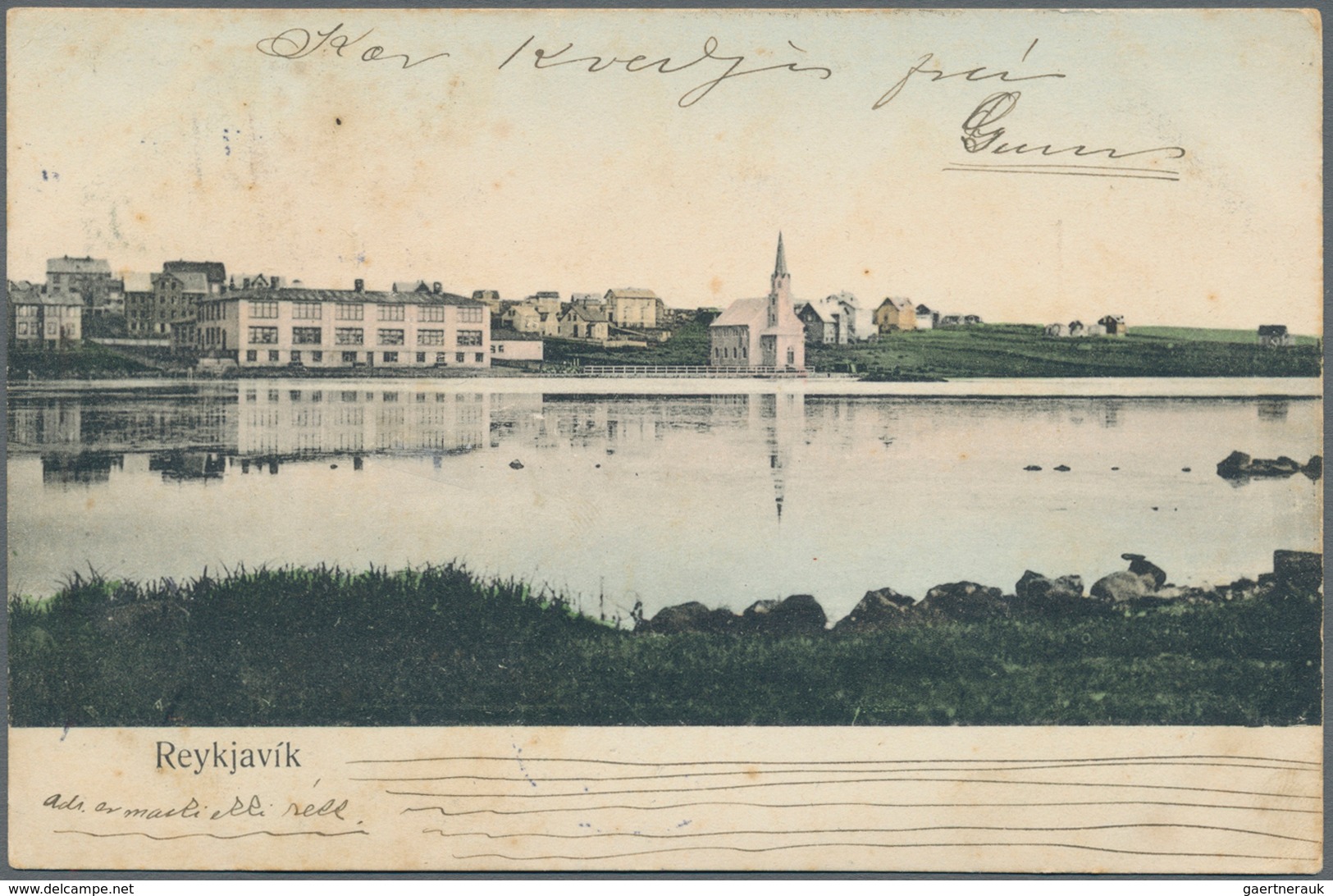 Island: 1906, Ppc Of Reykjavik Written In Hafnarfjörör Franked With Pair 4 Aur Christian IX. With Sh - Sonstige & Ohne Zuordnung