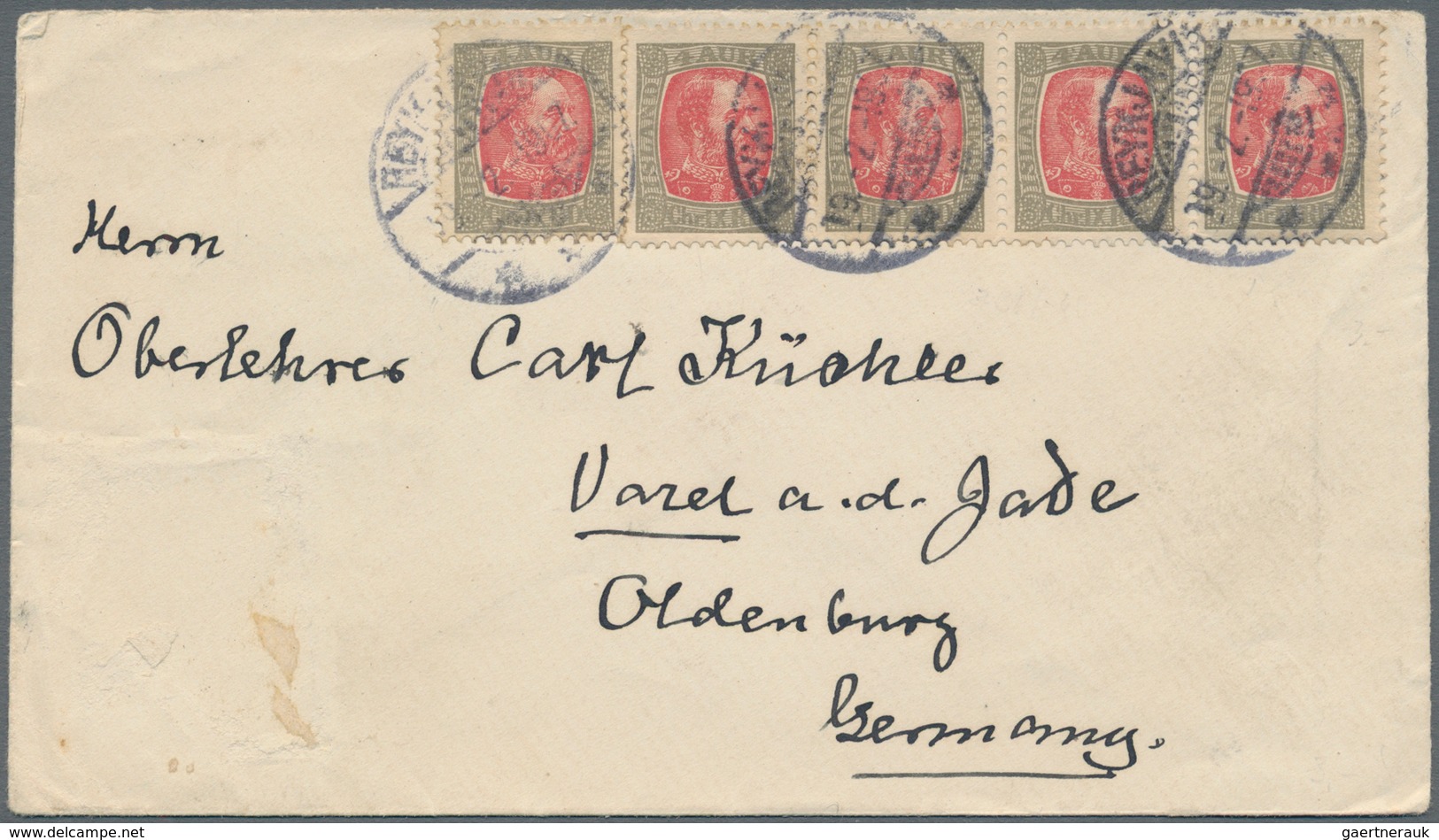 Island: 1907, 4a. Grey/rose, Multiple Franking Of Five Stamps (single And Strip Of Four) On Cover Fr - Autres & Non Classés