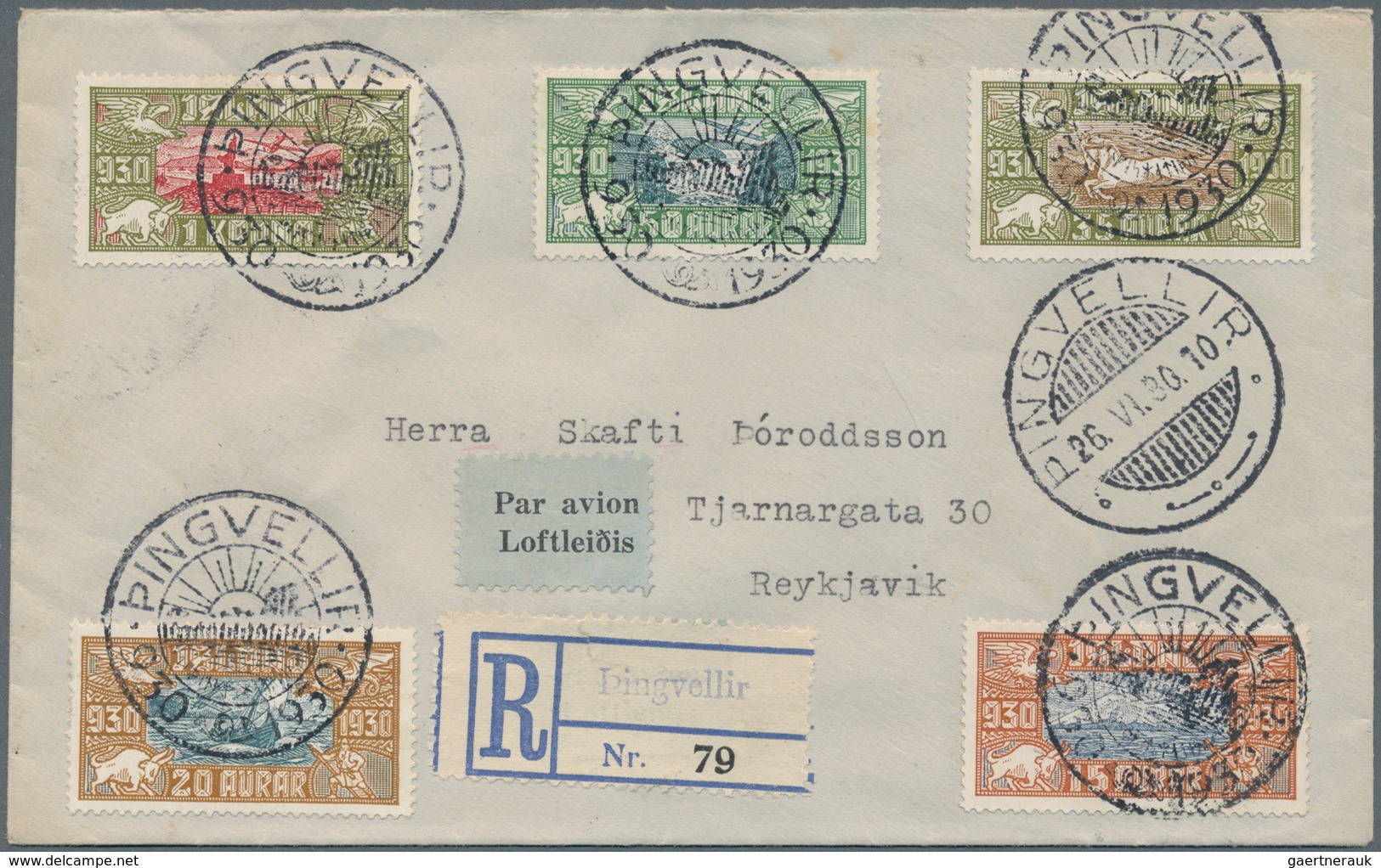 Island: 1930, 1000 Years Althing, Somplete Set Of Five On Collector's R-cover With Special Cancellat - Autres & Non Classés
