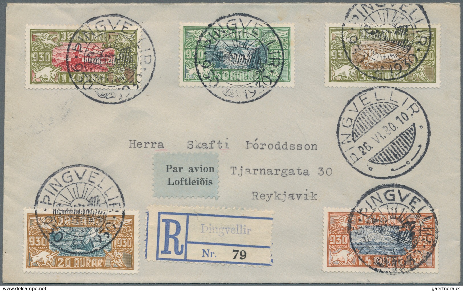 Island: 1930, 1000 Years Althing, Somplete Set Of Five On Collector's R-cover With Special Cancellat - Sonstige & Ohne Zuordnung