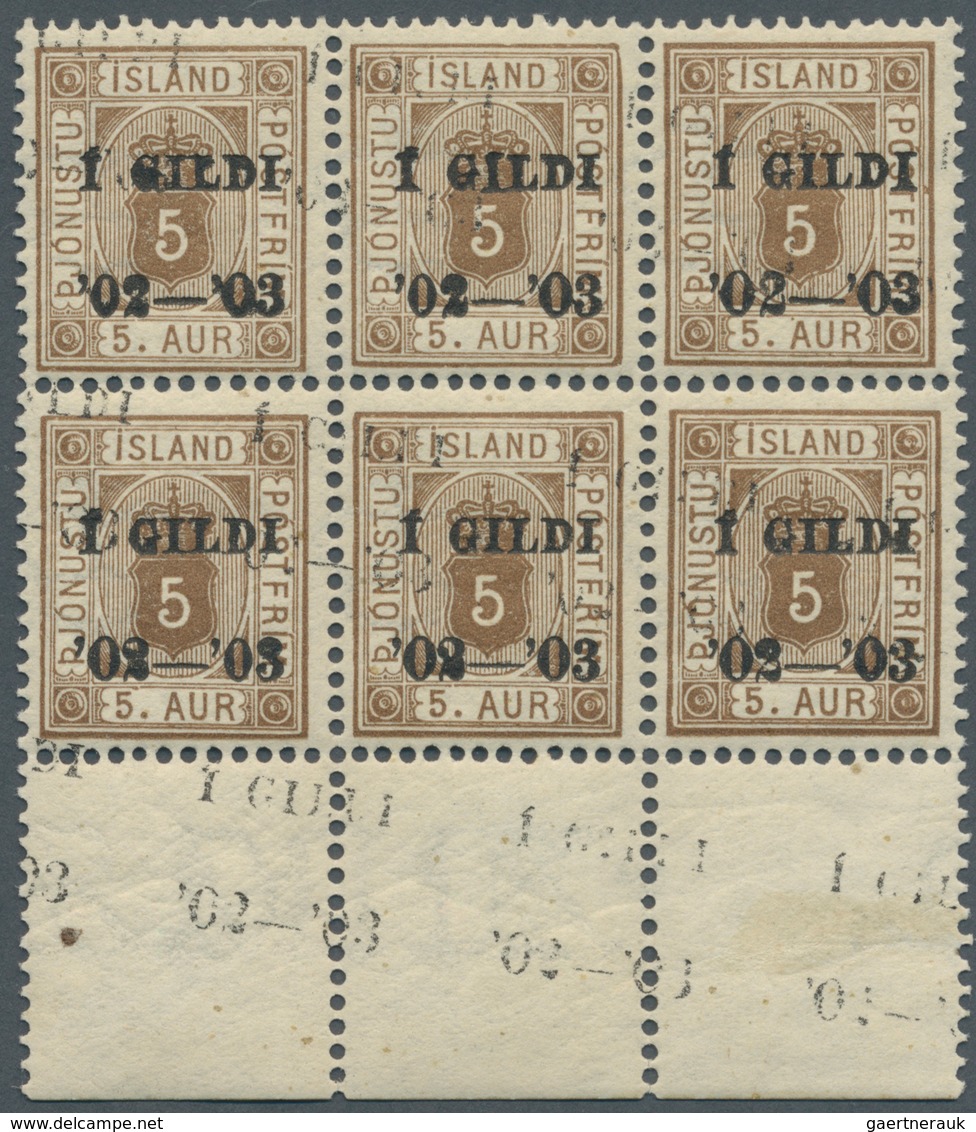 Island - Dienstmarken: 1902, Gildi Overprints, 5a. Brown, Perf. 12¾, Bottom Marginal Block Of Four W - Service