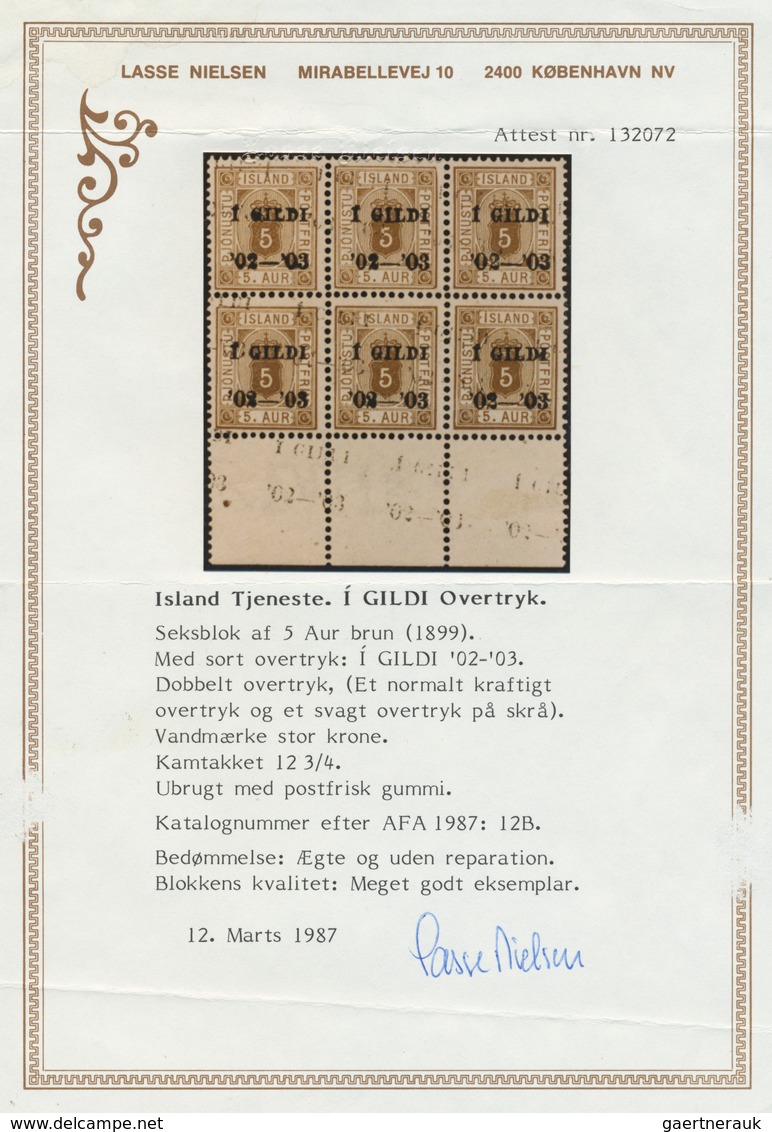 Island - Dienstmarken: 1902, Gildi Overprints, 5a. Brown, Perf. 12¾, Bottom Marginal Block Of Four W - Dienstmarken